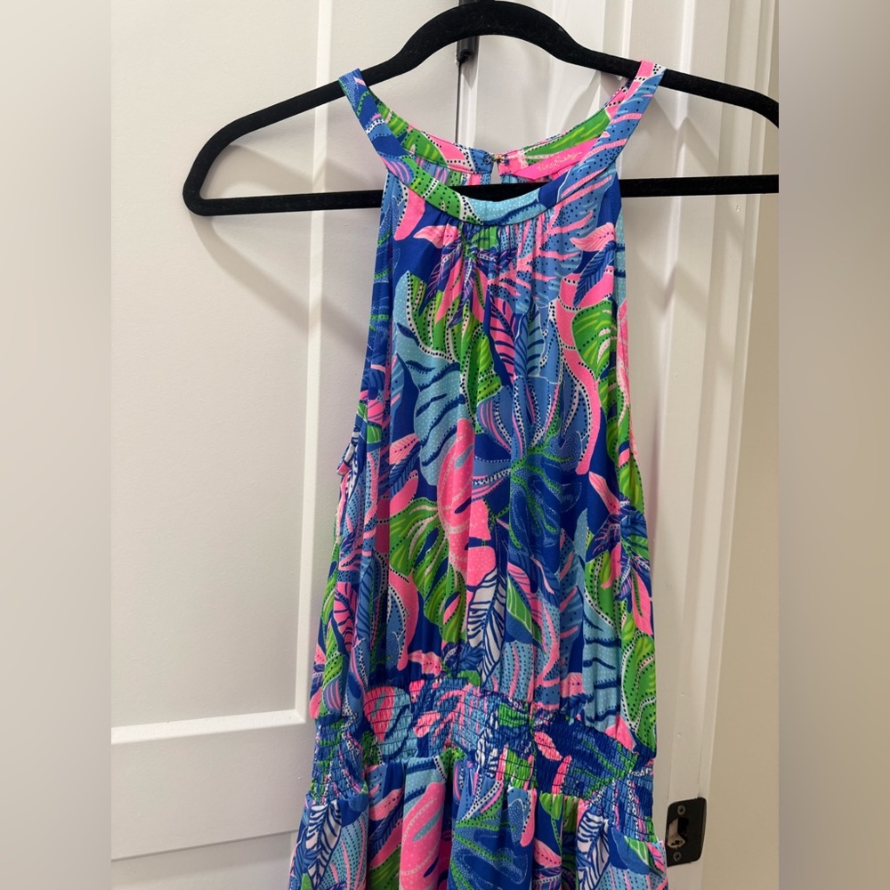 Lilly Pulitzer Pamelyn Dress Blue Grotto Beleaf in Yourself - Picture 4 of 9